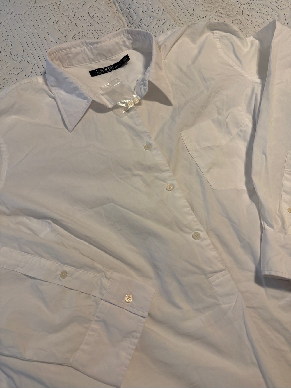 lauren ralph lauren Women’s Quarter Button Down Cotton White Shirt Size 2X
